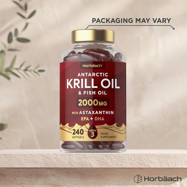 Antarctic Krill Oil 2000Mg | 240 Softgels (4 Month Supply) | with Omega 3 Fish Oil (EPA & DHA), Astaxanthin, and Phospholipids | High Strength Complex | by