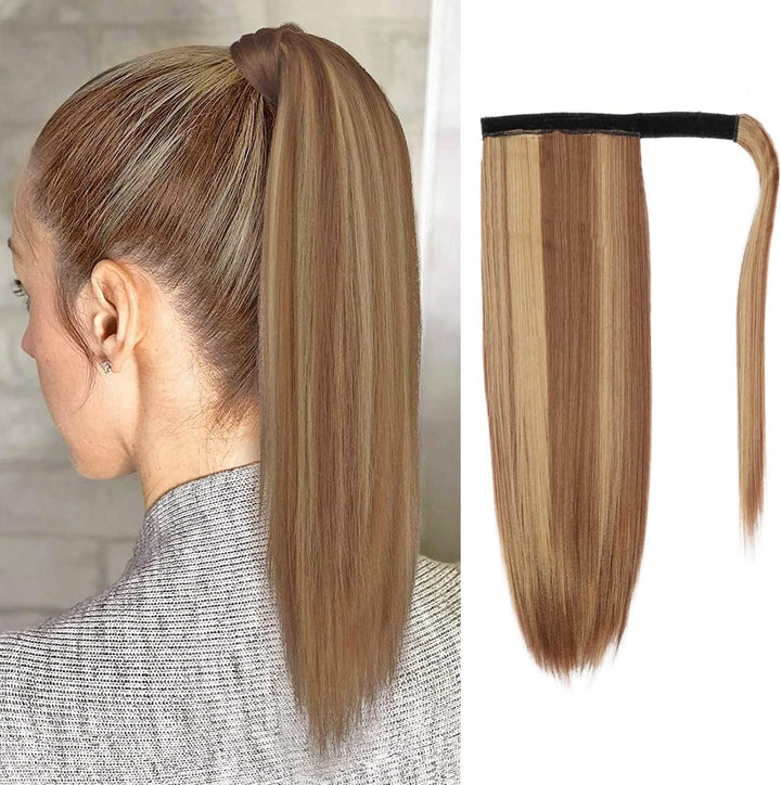 Long Wavy Ponytail Hair Extension for Black Women Drawstring Ponytail Hair Extensions Clip in Black Curly Synthetic Hairpiece