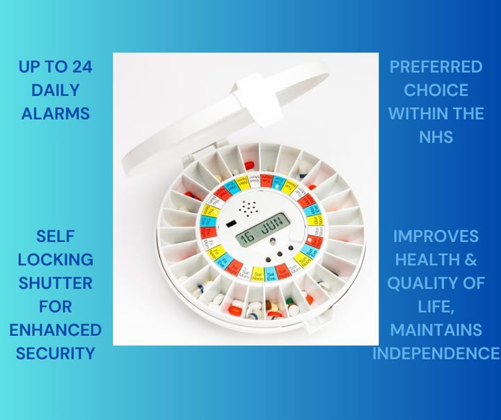 Advance Automatic Pill Dispenser with 24 Alarms - Enhanced Security & Advanced Technology Trusted by the NHS to Help Dementia, Alzheimer'S & Elderly Patients to Take Their Medication