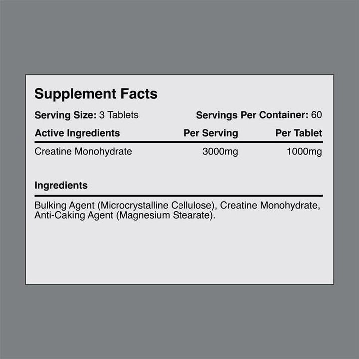 Creatine Monohydrate Tablets – 3000Mg per Serving – Supplement for Performance – Supports Muscle Growth – Unflavoured – Suitable for Men & Women – Vegan & Vegetarian Friendly (180 Capsules)