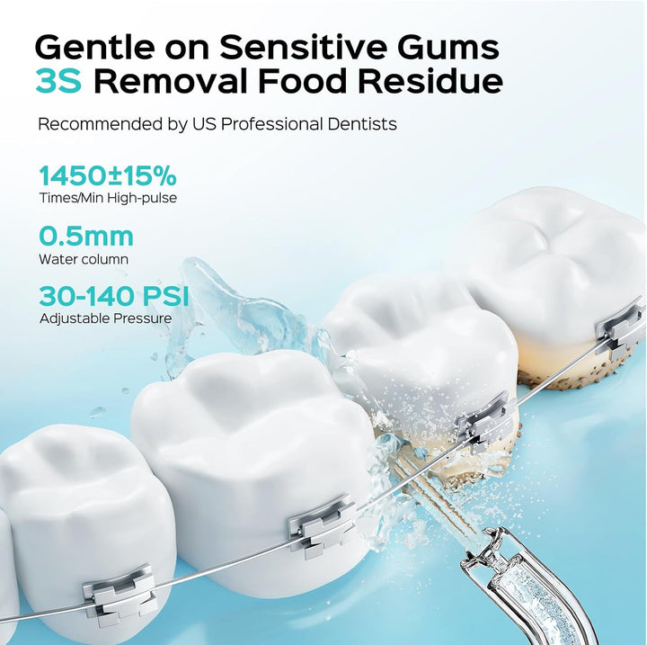 Mini Water Flosser for Travel: Portable Compact Design - Removable Tank for Easy Cleaning - 4 Modes IPX7 Electric Flosser for Braces/Orthodontic/Sensitive Gums On-The-Go Use, Black(T40)