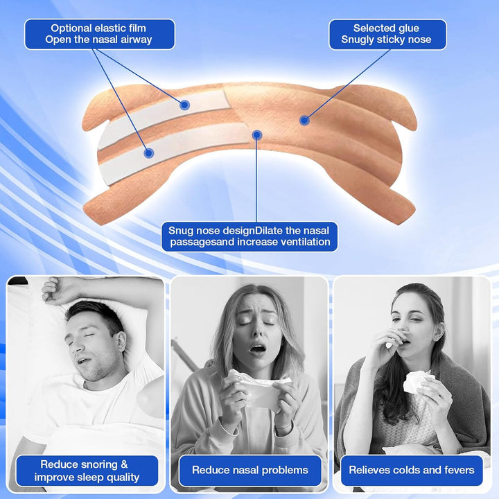 Nasal Strips-80 Pieces Nose Strips for Breathing,Sleep Aid & Snoring Relief,Physically Lifts Nose to Improve Breathing,Eases Congestion,Drug-Free Nasal Strips,Snoring Aid for Men & Women