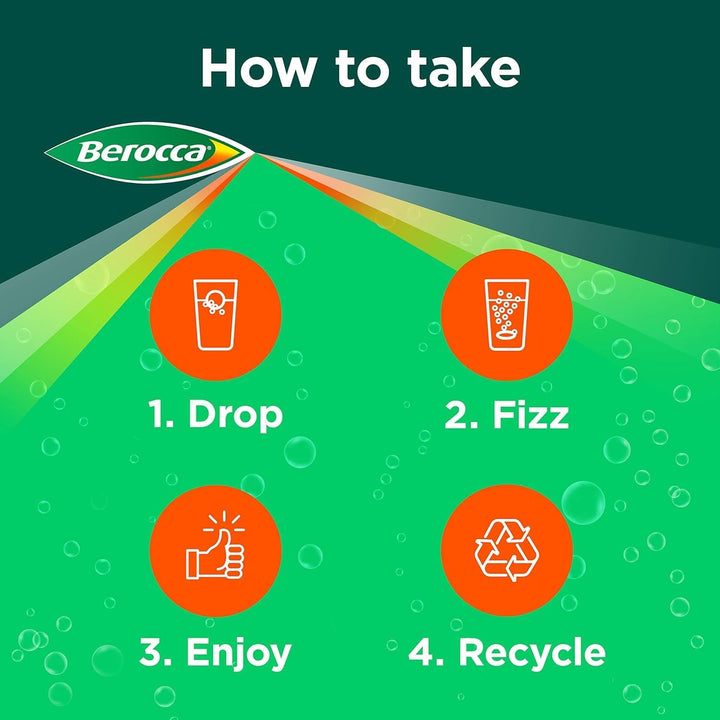 Vitamin C Effervescent Tablets, with Magnesium, Vitamin B12 & Vitamin B Complex, Orange Flavour, 1 Pack of 45 Tablets - 6 Weeks Supply