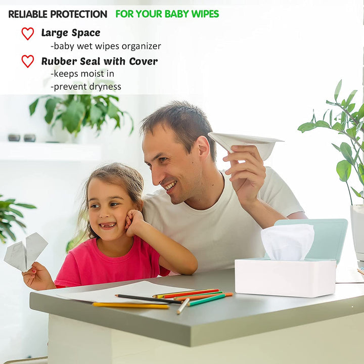 Wet Wipes Storage Box, Wet Wipes Box, Wipes Dispenser Holder Case Boxes, Toilet Tissue Paper Napkin Container Box with Lid for Home Office Desk - Green (Green)