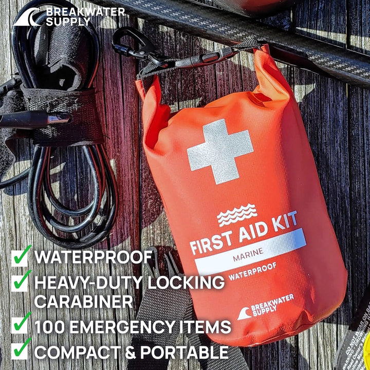 ™ Waterproof Marine First Aid Kit Boat Safety Tool Set, 100 Pieces AFAK Emergency Supplies in Dry Bag, IFAK Trauma Kit for Kayaking, Jet Skiing, Fishing, Surfing, Sailing