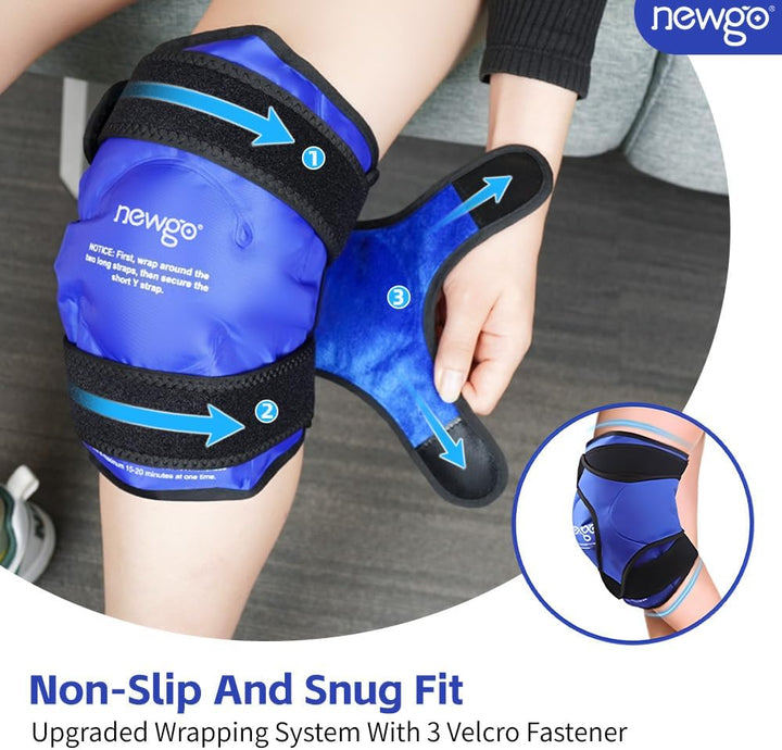 Ice Pack for Knee Replacement Surgery, Reusable Gel Cold Pack Knee Ice Pack Wrap around Entire Knee for Knee Injuries, Knee Ice Wrap for Pain Relief, Swelling, Bruises (Blue)