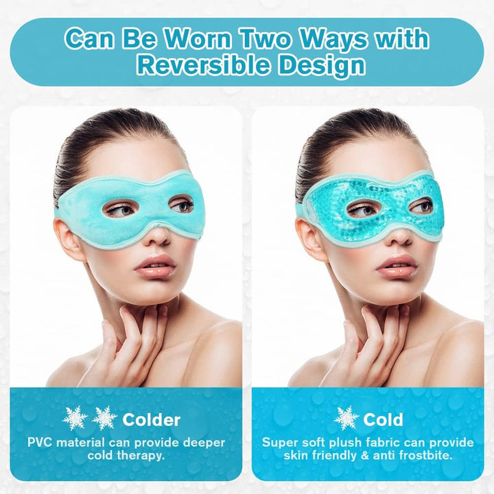 Cooling Eye Mask, Reusable Hot/Cold Therapy Gel for Puffy, Dark Circles, Headaches, Migraines, Sinus Pain, Dry and Swollen Eyes
