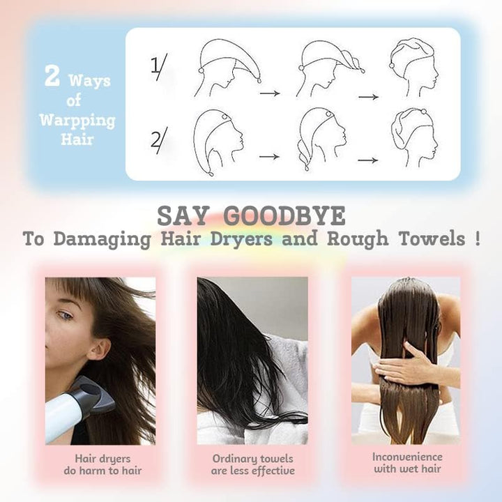 Microfiber Hair Towel Wrap | Super Absorbent Hair Turbans for Quick Dry, Grey