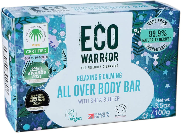 Eco Warrior All over Body Soap Bar - Vegan, Cruelty Free, No SLS or Parabens, Deeply Nourishing Shea Butter, Body and Hand Soap Bar, , 100 G