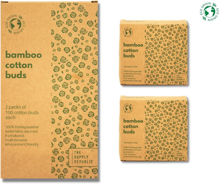 600 Bamboo Cotton Buds |100% Eco-Friendly Biodegradable | Cotton Wool Buds | Compostable Bamboo Earbuds | Recycled Plastic Free Packaging | Correct Makeup | Carbon Offsetting | 6X100 Ear Buds Cotton