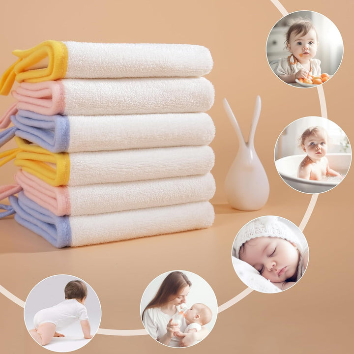 Hypoallergenic Gentle Microfibre Baby Washcloth, 25 X 25 Cm, 6 Pack (White)
