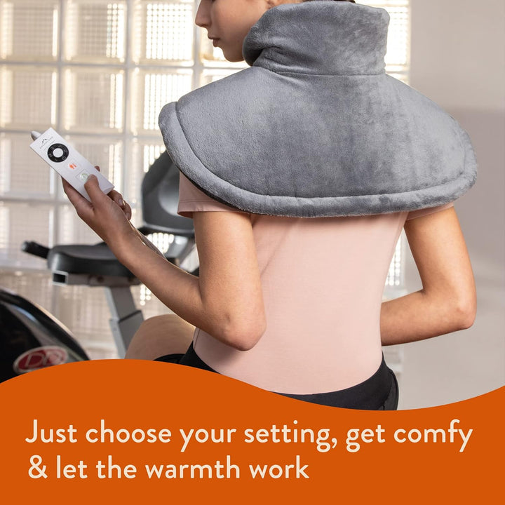 Revive Me – Neck & Shoulder Heat Pad, Grey, Fast Heat-Up, 3-Hour Adjustable Temperature, Auto Safety Shut-Off, Machine Washable, Specifically for Neck & Shoulder, Size Adjustable, 47 X 52Cm