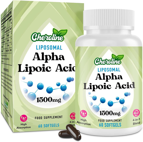 Alpha Lipoic Acid 1500Mg, Liposomal High Absorption ALA Supplement, 4-In-1 Formula with Acetyl-L-Carnitine, Ubiquinol & Vitamin E, Powerful Energy Support, 60 Softgels