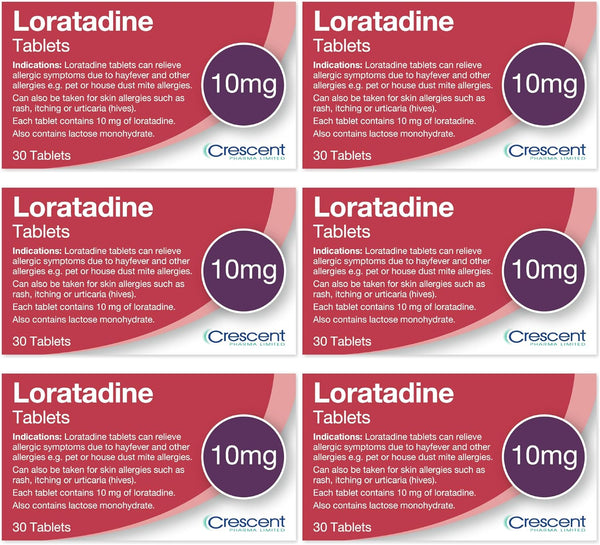 Loratadine 10Mg Tablets - 6 Month Supply - Hayfever & Allergy Relief - (30X6) GSL