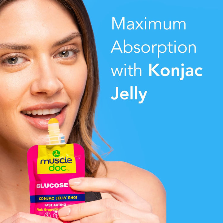 Glucose 18G Energy Konjac Jelly - Running Gels, Glucose Gel for Sugar Levels - Energy Gels for Running & Sports Hydration - Workout Gel for Athletes (5 Pack)