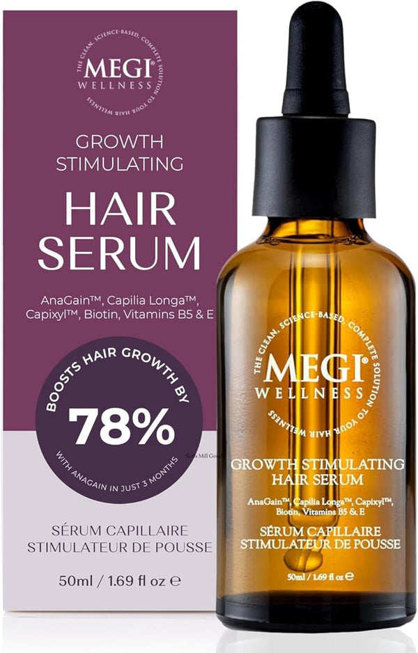 WELLNESS Stimulating Hair Growth Serum – Natural Minoxidil Alternative with Caffeine, Biotin, Anagain™, Capilia Longa™ – Clinically Tested Solution for Thinning Hair - Men & Women (50Ml)
