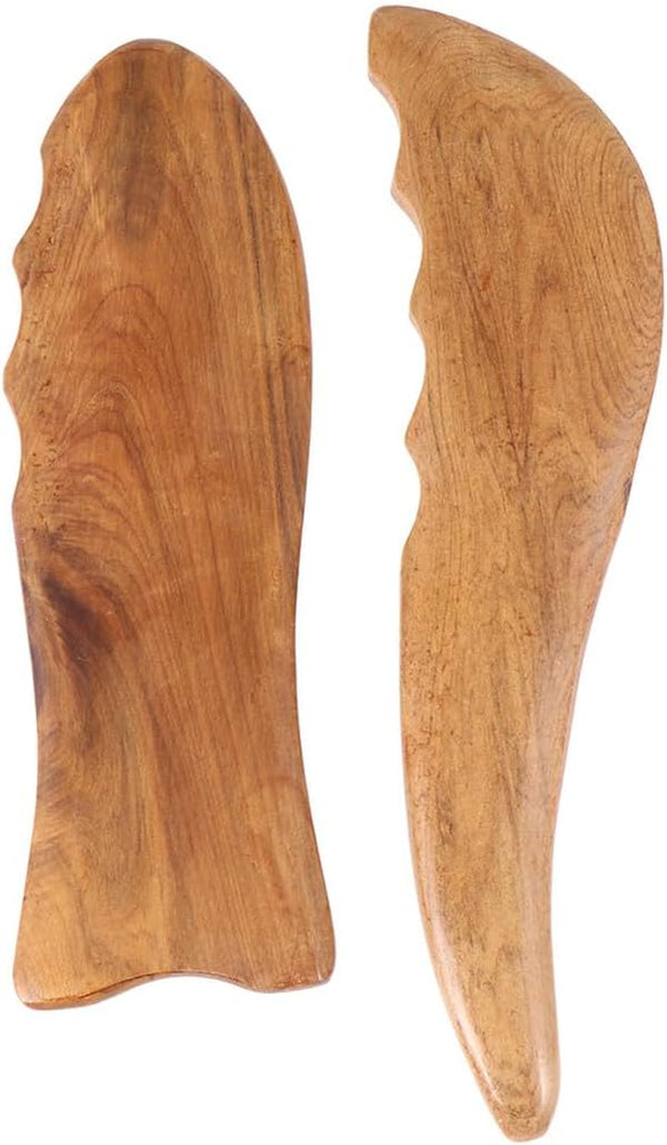 2Pcs Natural Wood Gua Sha Plates Portable Scraping Boards for Facial and Body Massage Smooth Texture Skin Care Tools for Neck Eye Shoulder and Spa Use