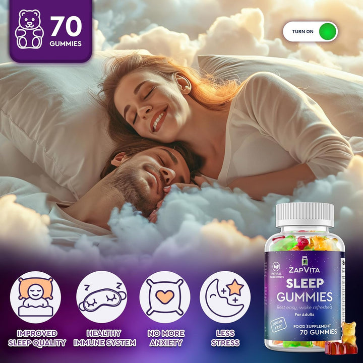 Sleeping Aid for Adults – 70 Extra Strong Natural Sleep Gummies with L-Theanine & Magnesium – Herbal Sleep Gummies for Adult Restful Sleep & Relaxation – Night Time Support