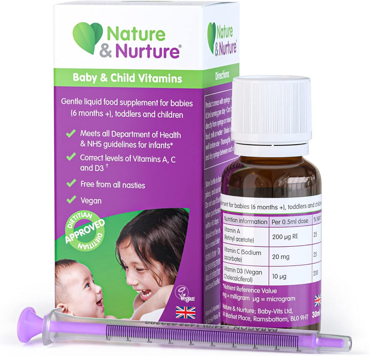 Award Winning  Baby & Child Vitamins. the Vegan-Friendly Gentle Liquid Multivitamin Drops for Babies, Toddlers and Children. Made in the UK. 60 Doses.