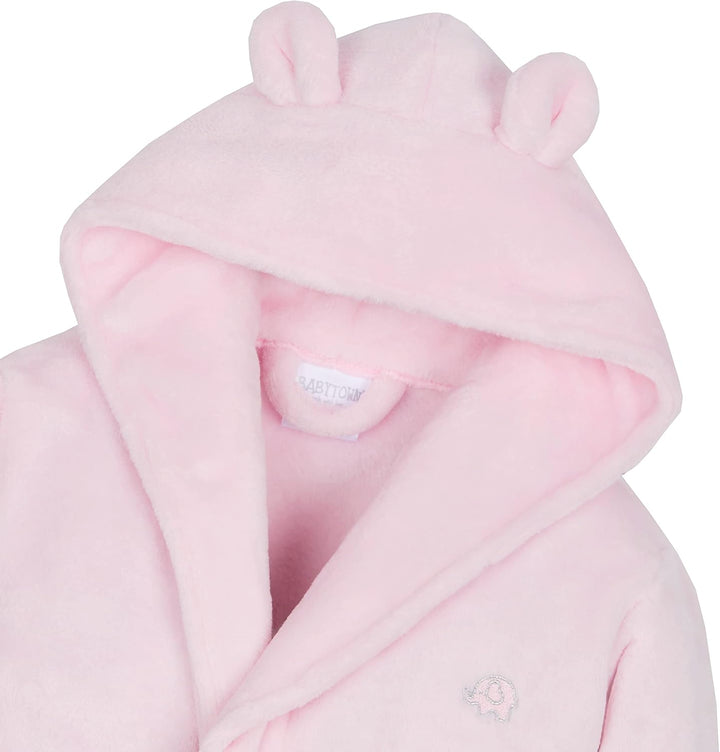 Personalised Baby Bathrobe Hooded Fleece Dressing Gown Super Soft Gifts Bath Robe for Boys Girls Cute Teddy Ears 0-4 Years