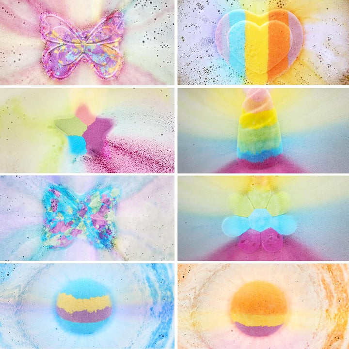Bath Bombs, 8 Large Bath Bombs Set for Women Organic Natural Handmade Aroma Pure Essential Oil Bubble Bath Balls Fragrant Spa to Moisturize Dry Skin Birthday Day Valentine'S Day Gift(Butterfly)