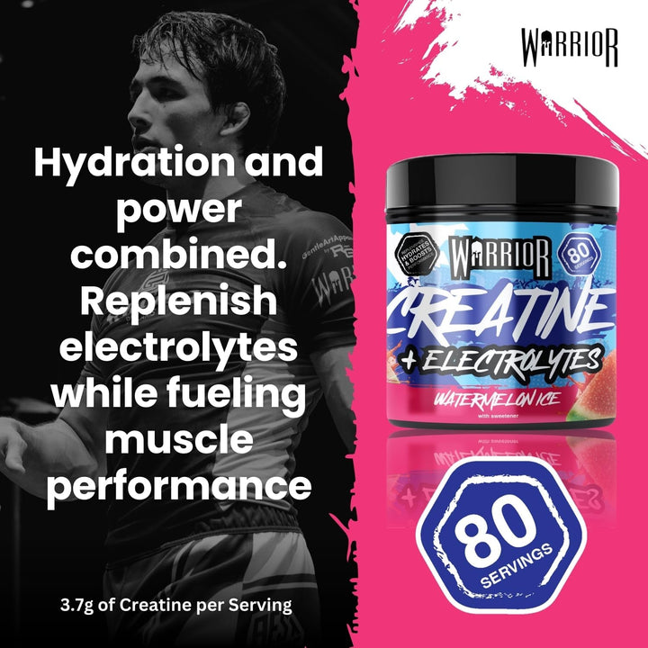 Creatine Monohydrate plus Electrolytes Powder 360G - Hydration and Performance Drink - Nutrition Shake to Promote Muscle Growth (Not Tablets, Sachet, Gummies) - 80 Servings - (Watermelon Ice)