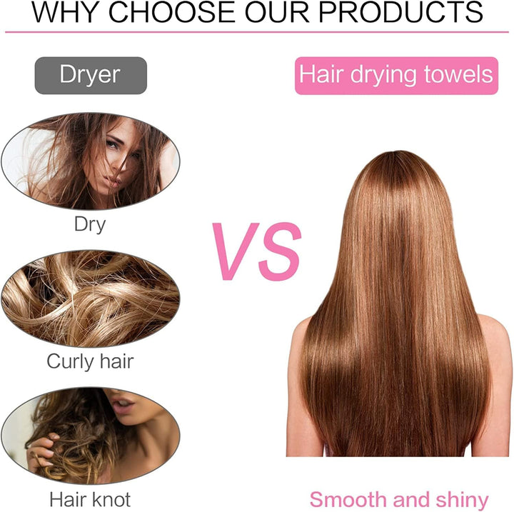 2 Pack Microfibre Hair Towels - Quick Drying & Ultra Absorbent, with Button. Designed for Wet Hair Wraps, Women'S & Girls' (Mermaid)