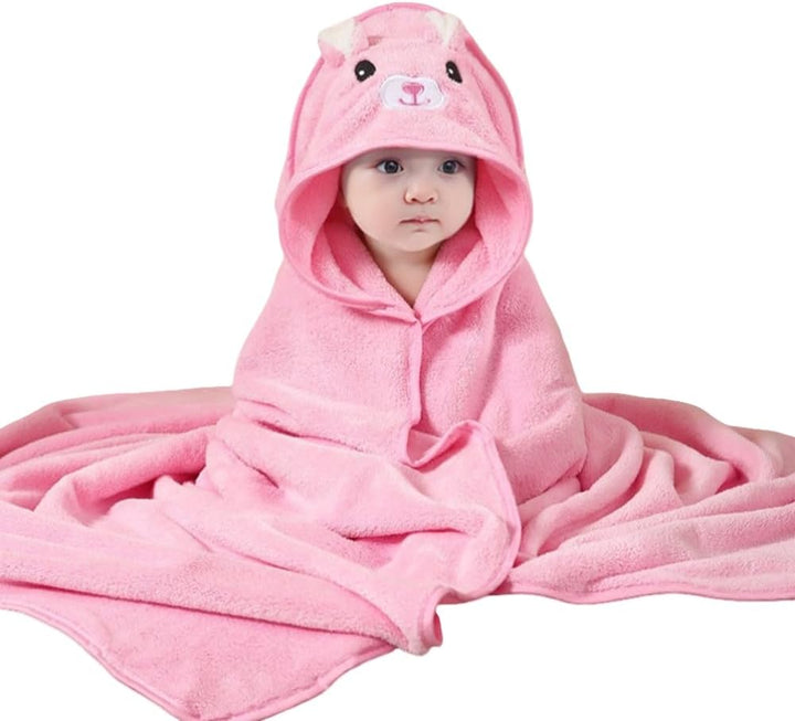 Hooded Towel for Babies, 80 X 80 Cm, Baby Bath Towel, Baby Bath Towel Made of Coral Fleece, Babies Newborns, Blue