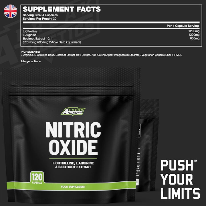 Nitric Oxide Supplements for Men & Women, L-Arginine, L-Citrulline, Beetroot Extract - Nitric Oxide Capsules - Supports Circulation, Endurance & Recovery - 120 Capsules