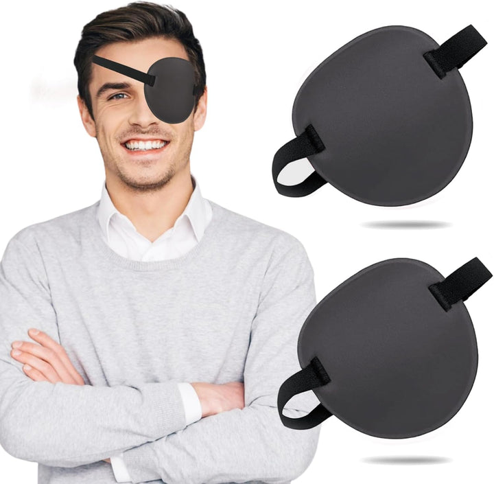 2PCS Eye Patch, Adjustable Eye Patches, Medical Eye Patch, Amblyopia Lazy Eye Patches for Left or Right Eyes, Black