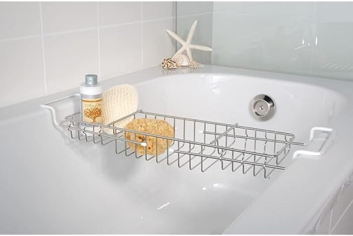 Extendable Bath Tub Rack Bridge Scratch-Proof Storage Tray Caddy with Chrome Finish 66.6 X 13.4 X 7.4 Cm