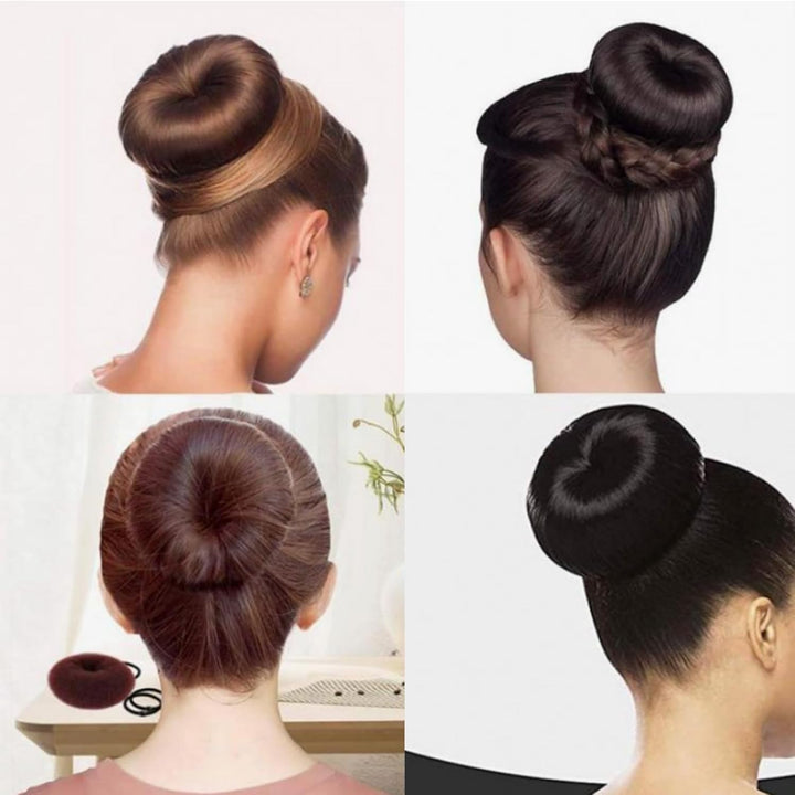 4 Pcs Ring Style Donut Bun Shaper, Hair Donut Bun Maker Set with 20 Hairpins, Hair Bundonuts, Hair Donuts Brown for Girls Kids Women DIY Chignon Hairstyles (Brown,4 Sizes)