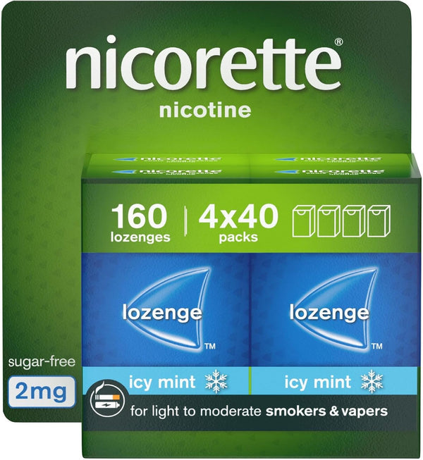 Cools 2Mg Lozenge, 160 Pieces (4 X 40 Packs), Effective and Discreet Stop Smoking and Stop Vaping Aid, Nicotine Lozenges with Dual-Layer Icy Mint Flavour Release (Quit Smoking or Vaping)