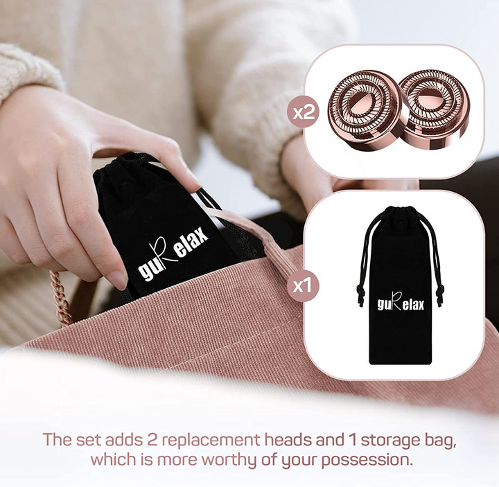 Facial Hair Remover for Women,Hair Removal Device Rechargeable,Epilator for Women for Face Included 2 X Replacement Heads,Painless Lady Shavers,For Lip,Mustache, Chin