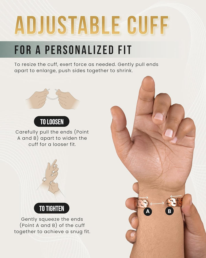 ® Pure Copper Magnetic Bracelet - Magnetic Copper Bracelets for Men - Adjustable Cuff + Gift Box (Twisted Copper)