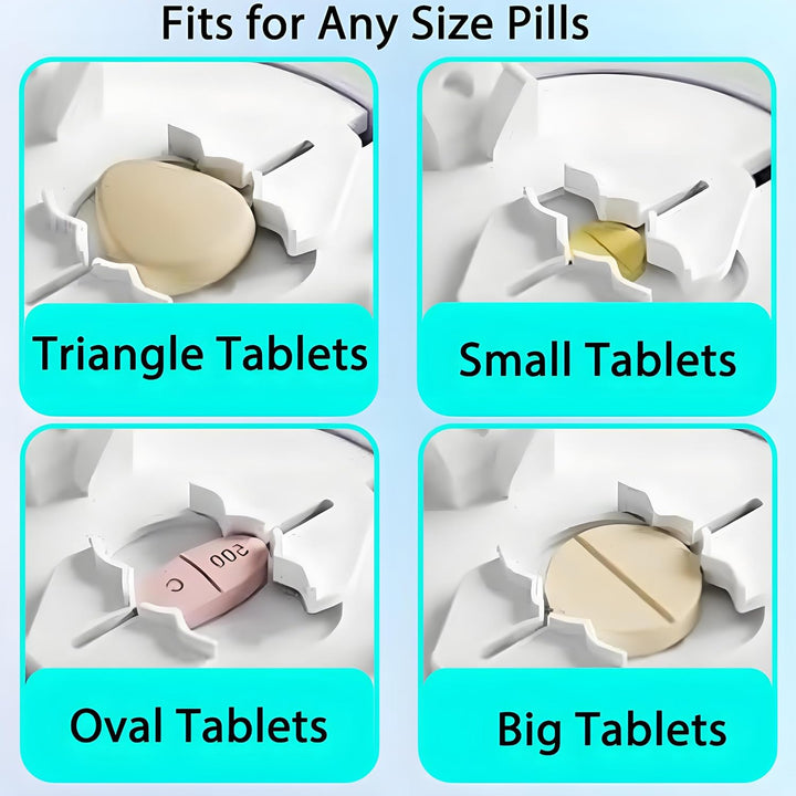 Pill Cutter, Stainless Steel Blade Pill Splitter with 1/2 & 1/4 Cutting, Airtight Storage Container, Portable Pill Cutters for Small or Large Pills(Blue)