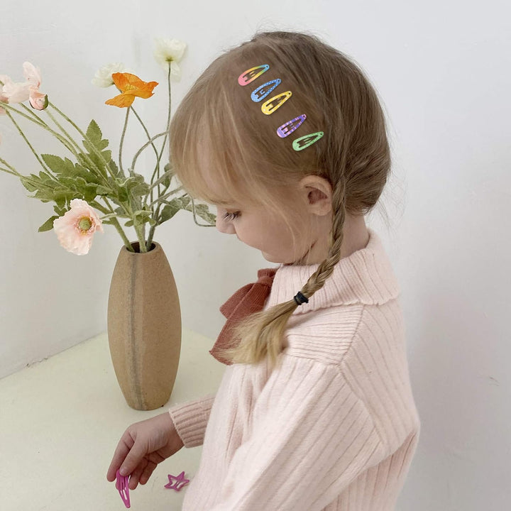 Hair Clips,  80 Pcs 1.2 Inch Toddler, Mini Metal Snap Hair Clips for Little Girls Baby Kids, Colorful Small Hair Barrettes, Accessories for Fine Hair