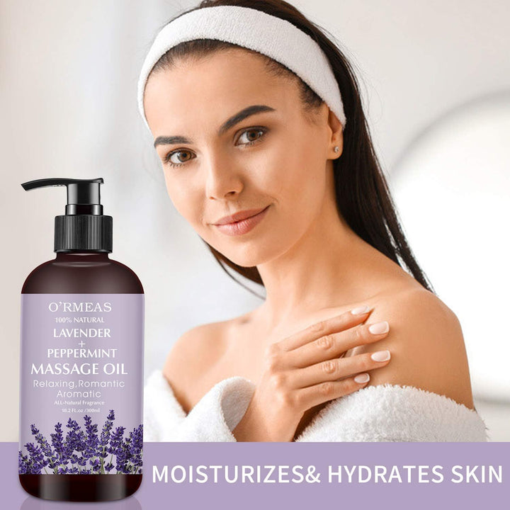 Massage Oil for Relaxing Lavender Massage Oils for Massage Moisturizing Body Oil for Men and Women 10.2 Fl.Oz