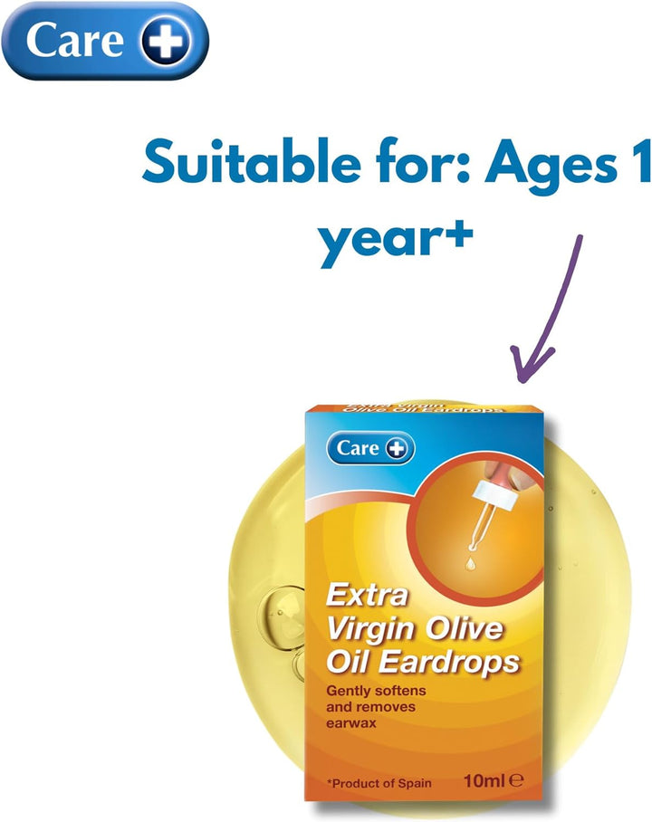 Extra Virgin Olive Oil Ear Drops for Ear Wax Removal, Gently Softens & Removes Earwax, Easy Dropper Application, 10Ml