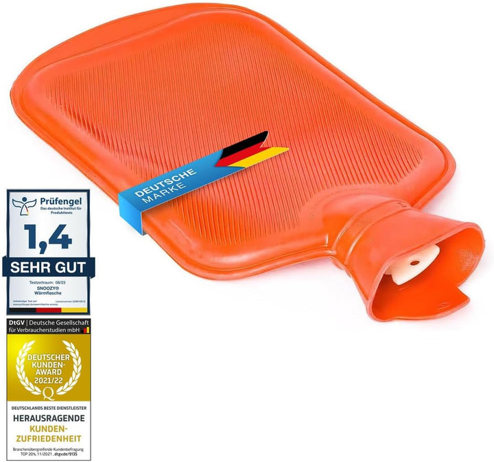 ® Hot Water Bottle with Soft and Cuddly Cover XXL with 2 Litre Volume for Long-Lasting Warmth; 100% Natural Rubber. (Without Cover)