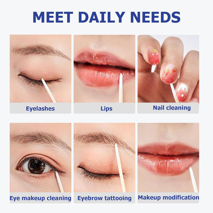 400 Pcs Cotton Swab,Cotton Buds,Cotton Tipped Applicator,Cotton Swabs Wood Sticks for Eyebrow Tattoo Beauty Make-Up Color Nail Seam Dedicated Dirty Picking Sticks,Nail Seam Dedicated Dirty Picking