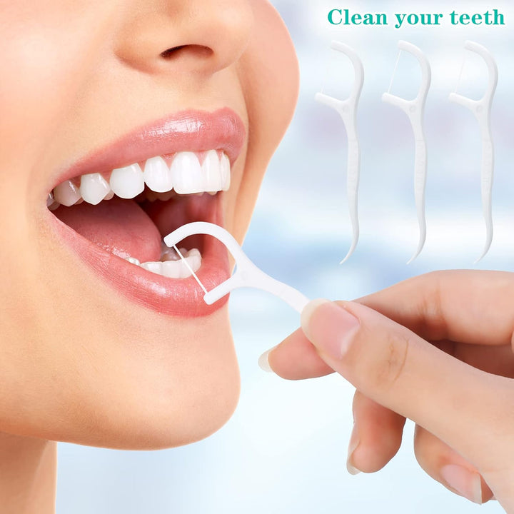 200 Pcs Dental Floss Stick, Disposable Toothpicks Teeth Stick Floss Picks Tooth Picks Sticks Interdental Cleaning Tool for Travel Home Office Restaurant