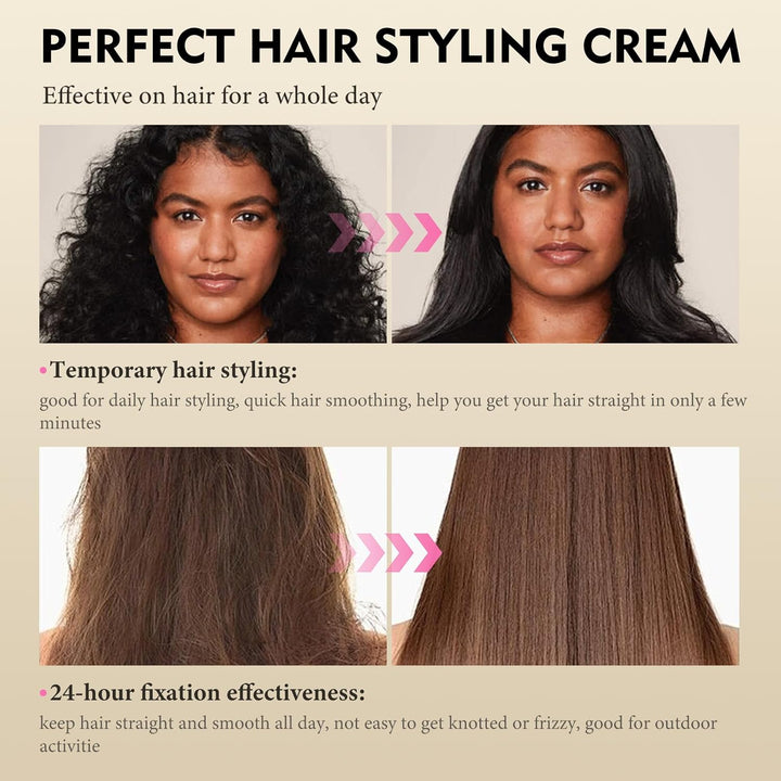 Hair Straightener Cream - Frizz Control Hair Care Products, Hair Serum for Frizzy and Damaged Hair, Keratina Para Alisar El Pelo - Long-Lasting Smoothness, Hair Straightening 72H,100G