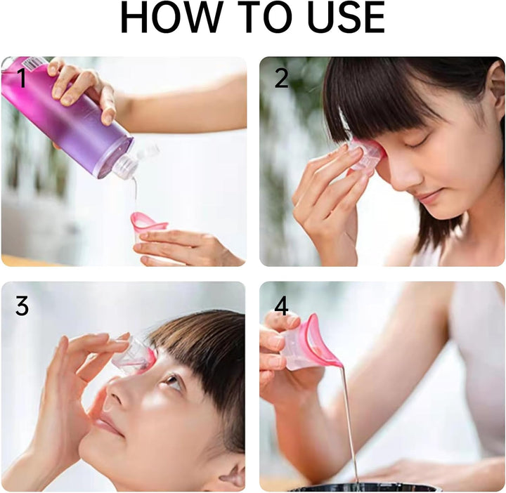 Eye Bath Cup & Silicone Eye Wash Set - Reusable Dry Eyes Relief Wash Kit, Portable Eye Rinse Cup for Makeup Removal, Irritation Soothing and Tired Eyes Refresh(2 Pack)