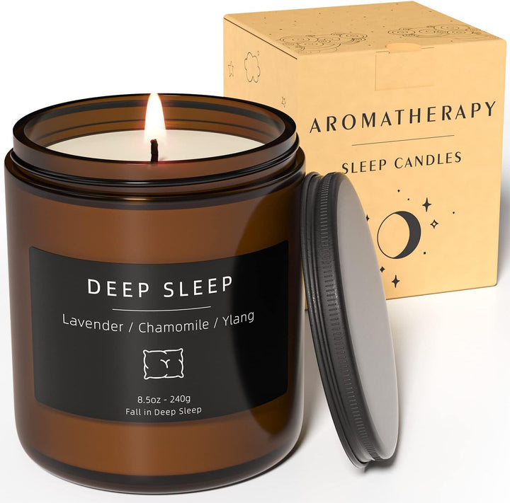 Sleep Candles Gifts for Women, Lavender Scented Candles Gift Set for Anxiety, Lavender Promotes Sleep, Chamomile Relieves Stress, Relaxation Gifts for Women