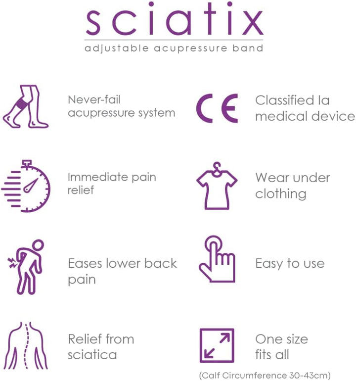 Sciatix - Instant Sciatica Pain Relief Product |Helps Relieve Back Pain and Sciatic Pain by Acupressure Compression Relief Calf Support WRAP Class I Medical Device