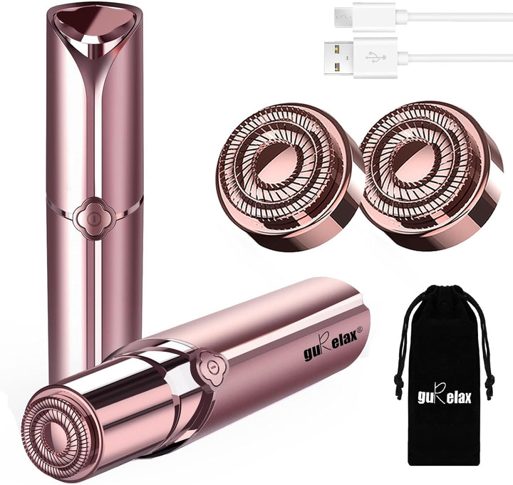 Facial Hair Remover for Women,Hair Removal Device Rechargeable,Epilator for Women for Face Included 2 X Replacement Heads,Painless Lady Shavers,For Lip,Mustache, Chin