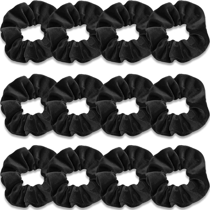 Scrunchies for Women, Premium Velvet Scrunchy for Hair, Solid Color Elastic Thick Bands, Soft Ropes Ponytail Holder Hair Accessories, 12 Pack