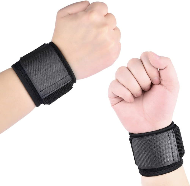 Wrist Brace, 2 Pack Elastic Wrist Support with Strap, Wrist Compression Wrap Adjustable Wrist Strap Relieves Wrist Pain, Tendonitis, Sports Use for Men and Women, Right & Left Palm Support Black
