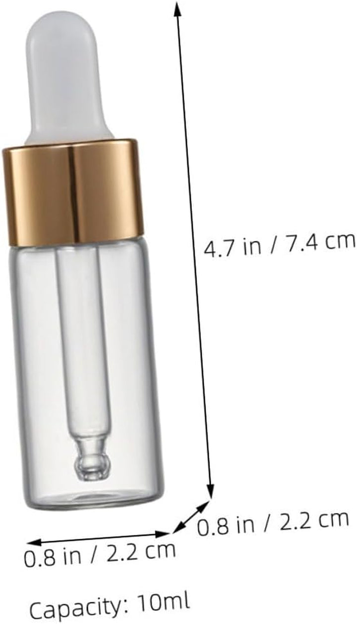 10Pcs Leakproof Glass Dropper Bottles Clear Essential Oil Containers Portable Travel Storage with Tops for Perfume and Aromatherapy